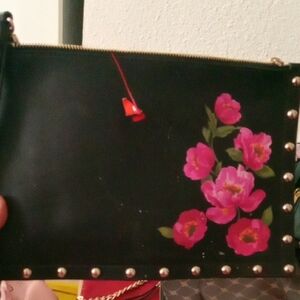 Floral Black Clutch Bag